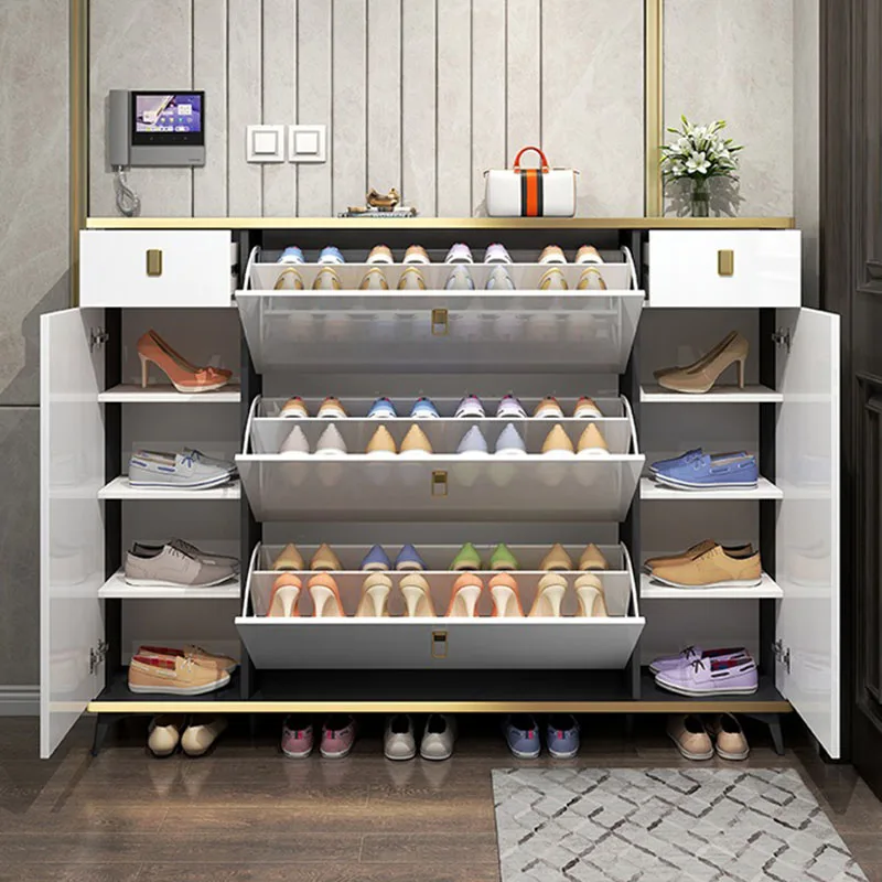 Shoe Rack Cabinet Narrow Entryway - Armoires à chaussures étroites Ultra minces,
