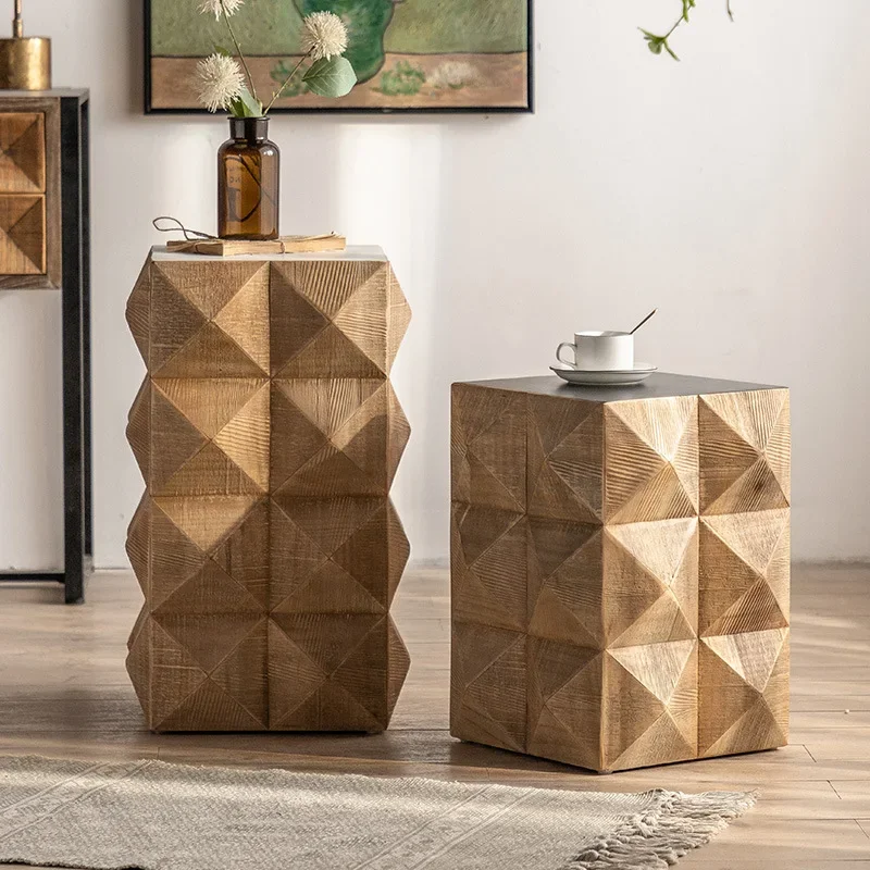 Solid Wood Nightstand 2 Drawers - Table de chevet moderne avec poignées