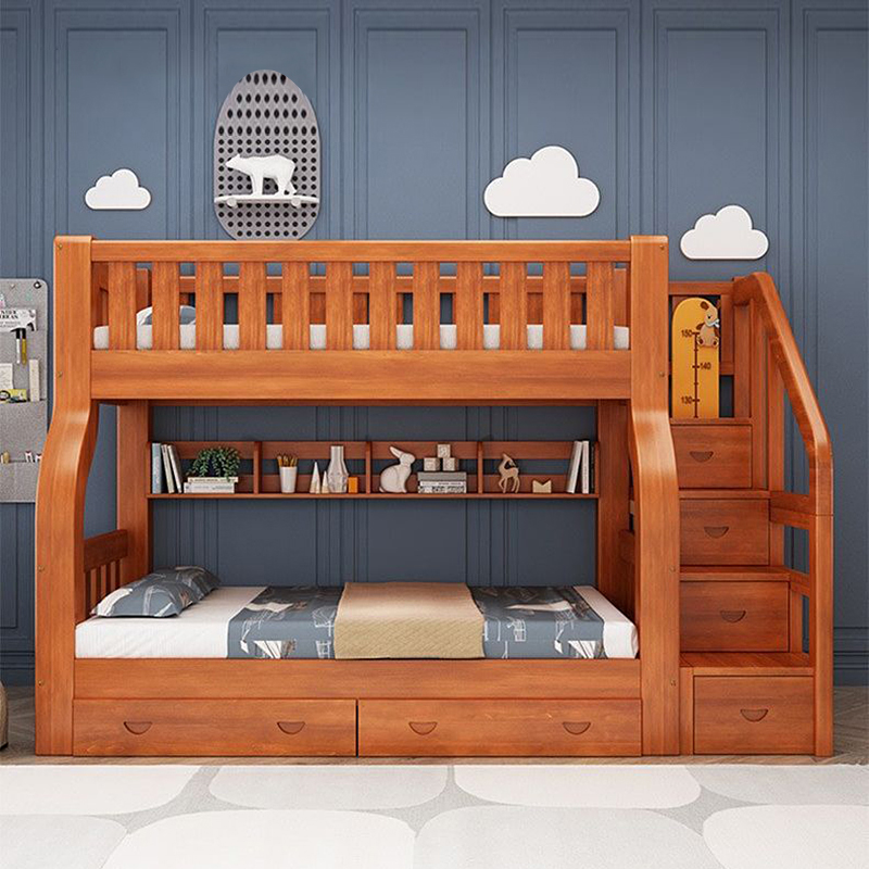 Bunk Bed With Stairs And Slide - Lit superposé pour enfants avec cadre