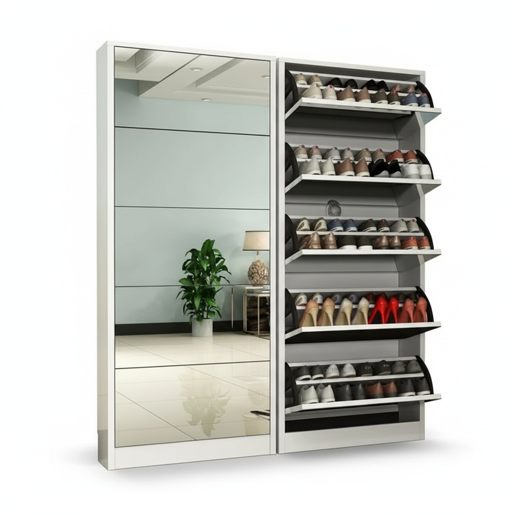 Shoe Rack Cabinet Narrow Entryway - Meuble à chaussures moderne en bois