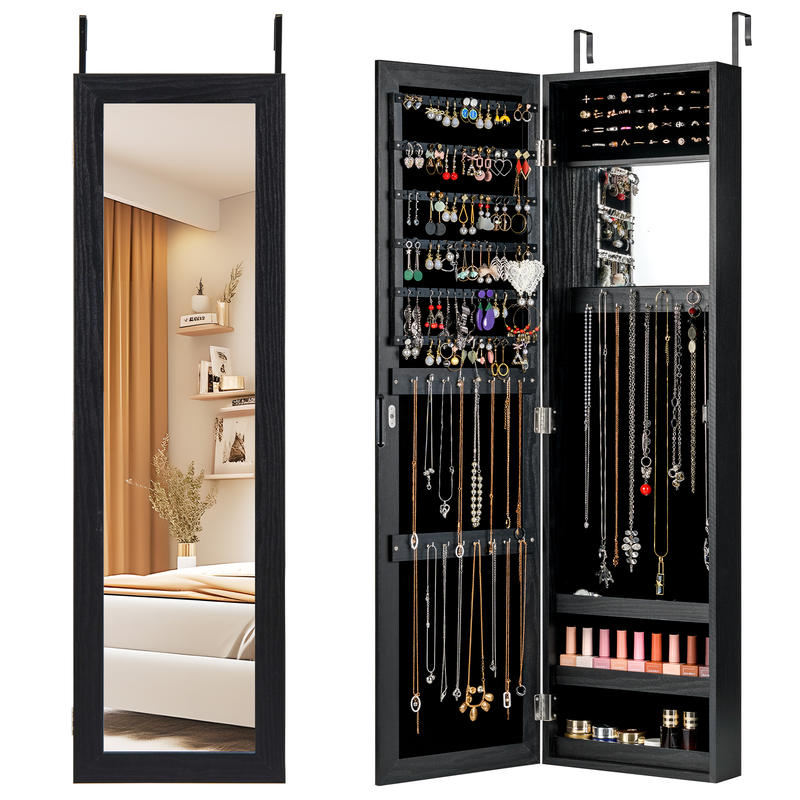 Full Length Mirror Jewelry Armoire - Armoire à bijoux sécurisée murale en