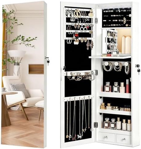 Full Length Mirror Jewelry Armoire - Armoire à bijoux verrouillable avec miroir
