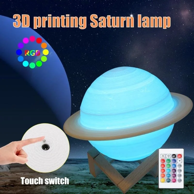 Floating Nightstand With Led Light - LED veilleuse impression 3D lampe saturne