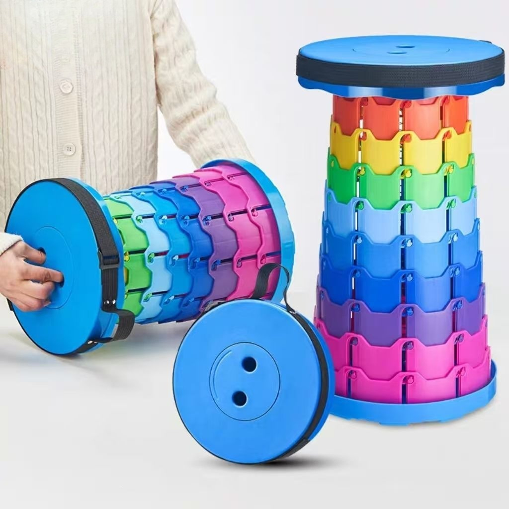 Outdoor Furniture - Tabouret de camping télescopique arc-en-ciel, portable,
