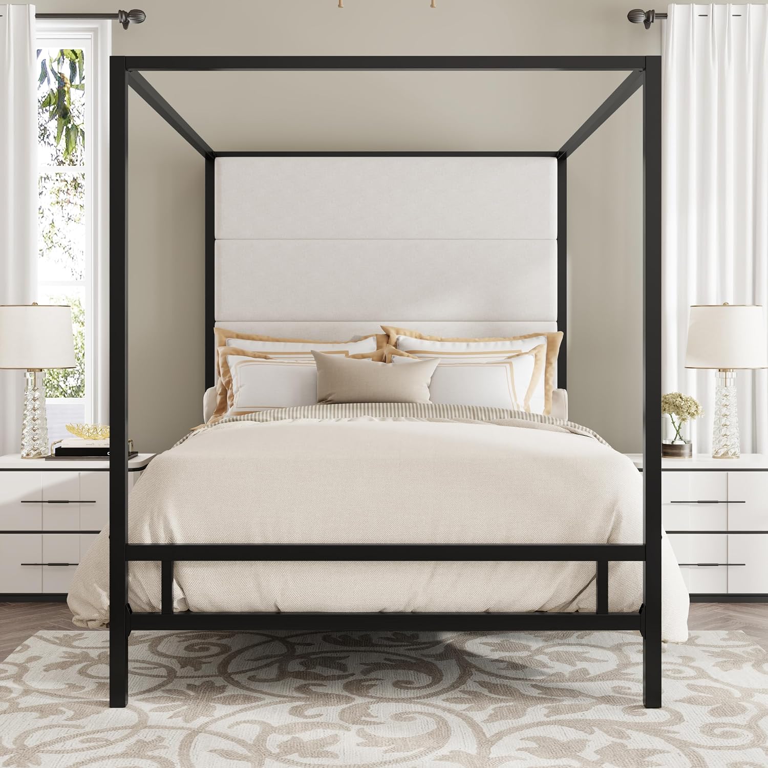 Canopy Bed Frame Metal Queen - Cadre de lit à baldaquin Queen