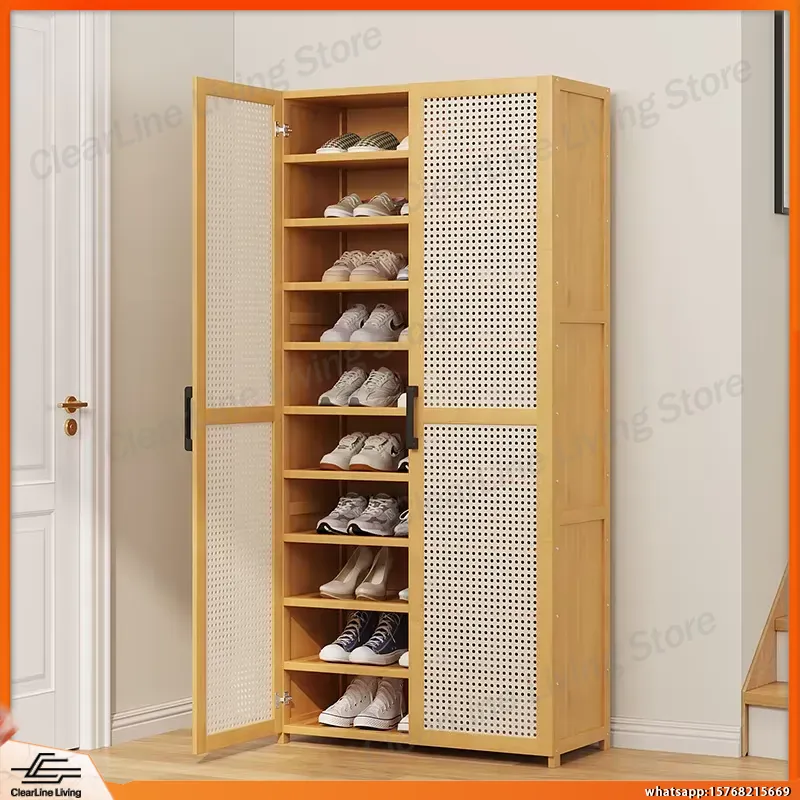 Shoe Rack Cabinet Narrow Entryway - Meuble à chaussures moderne multi-niveaux pour