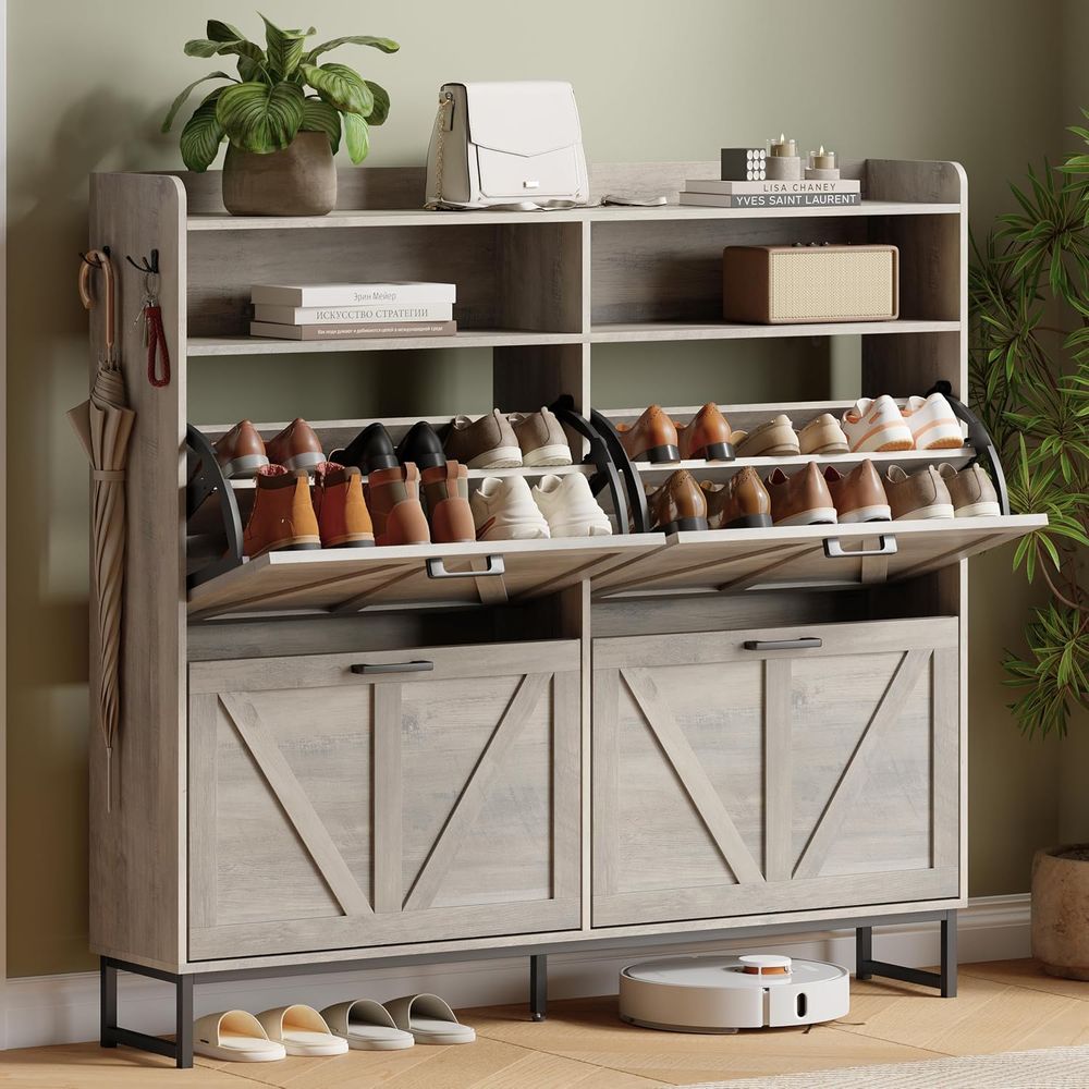Shoe Rack Cabinet Narrow Entryway - Armoire de rangement pour chaussures avec