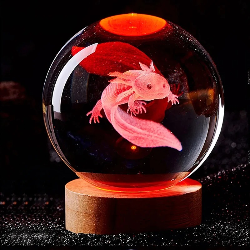 Floating Nightstand With Led Light - Axolotl – boule de cristal gravée