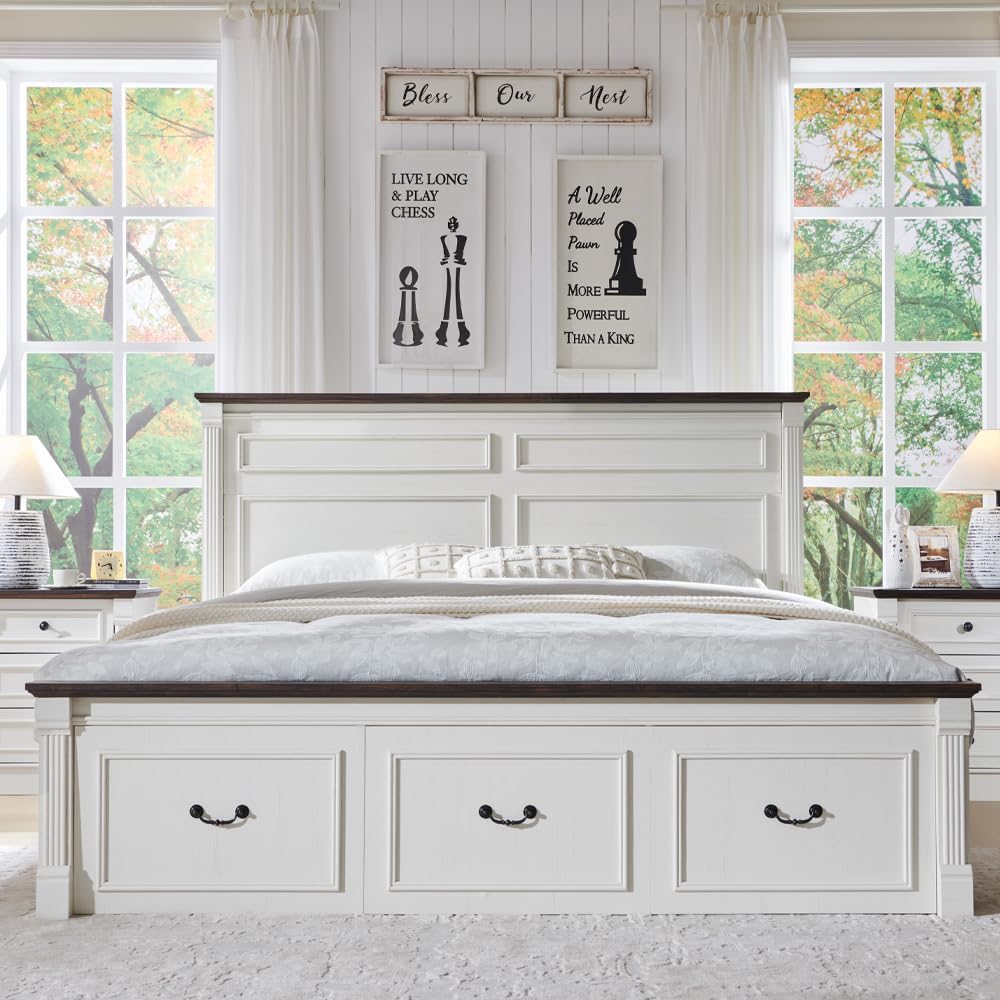 Cadre de lit king size Farmhou - King Size Bed Frame With Storage Drawers avis et prix