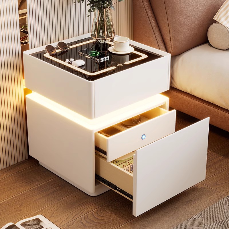 Table de chevet intelligente a - Solid Wood Nightstand 2 Drawers avis et prix