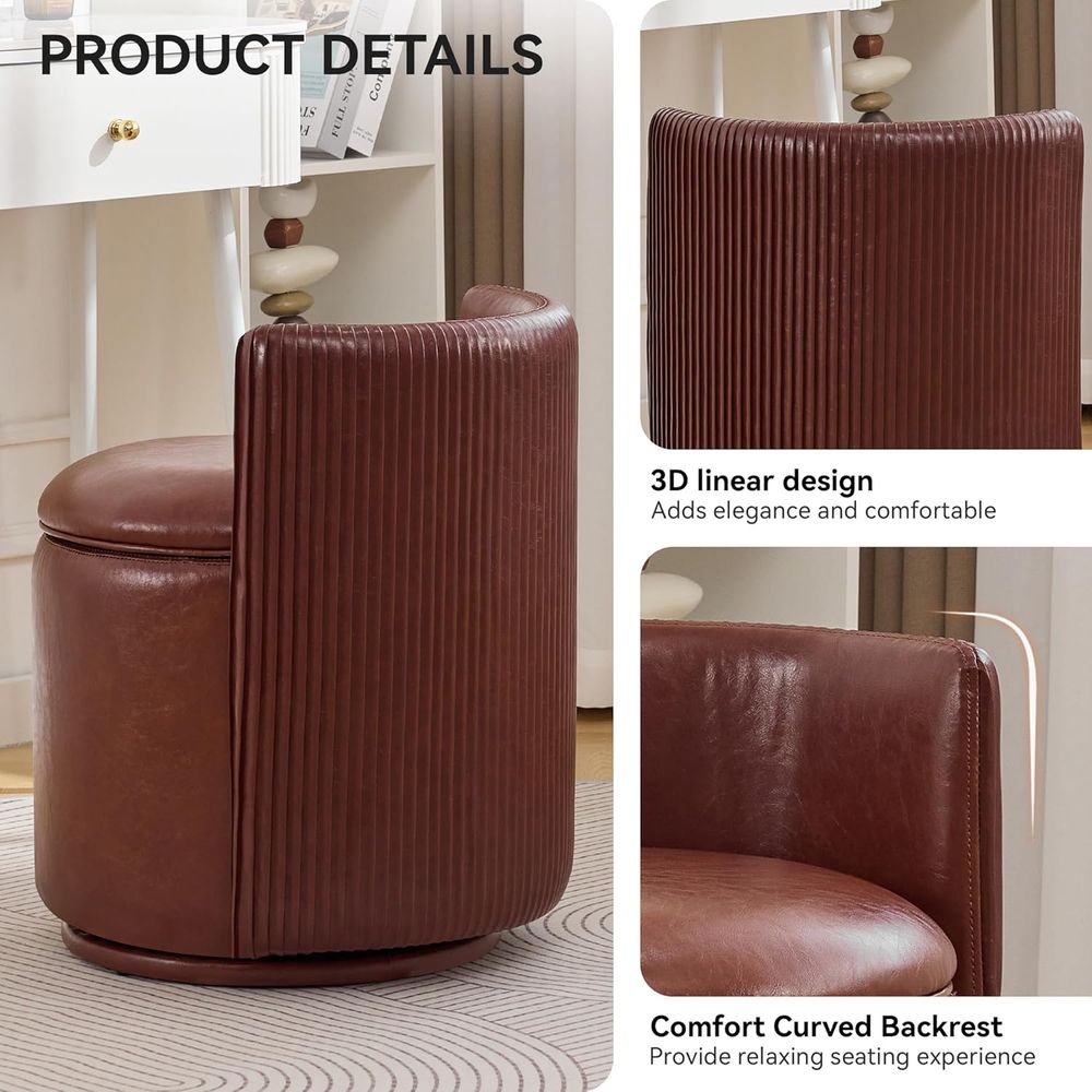 Chaise de vanité en cuir marro - Bedroom Furniture avis et prix