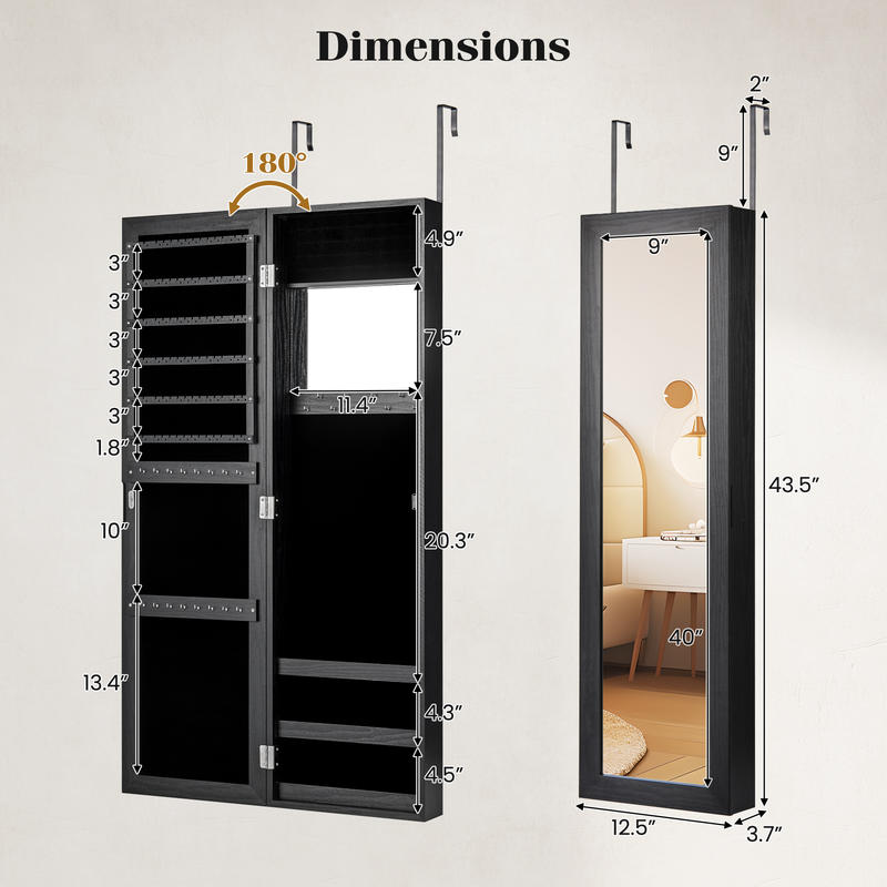 Armoire à bijoux sécurisée mur - Full Length Mirror Jewelry Armoire avis et prix