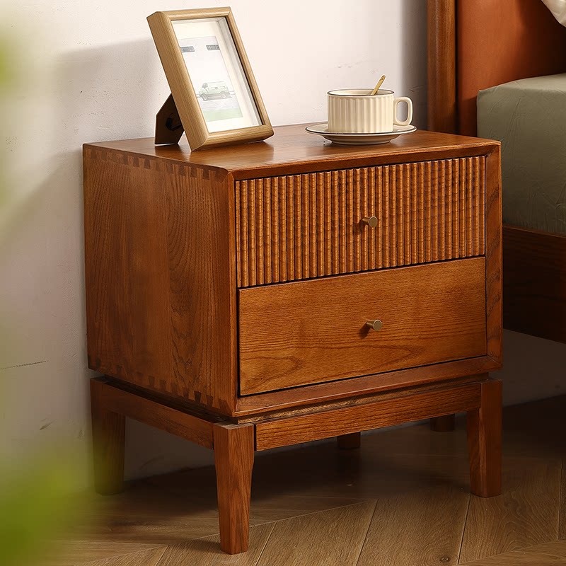 Tables de chevet rétro en bois - Solid Wood Nightstand 2 Drawers avis et prix