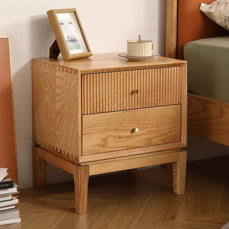 Tables de chevet rétro en bois - Solid Wood Nightstand 2 Drawers avis et prix