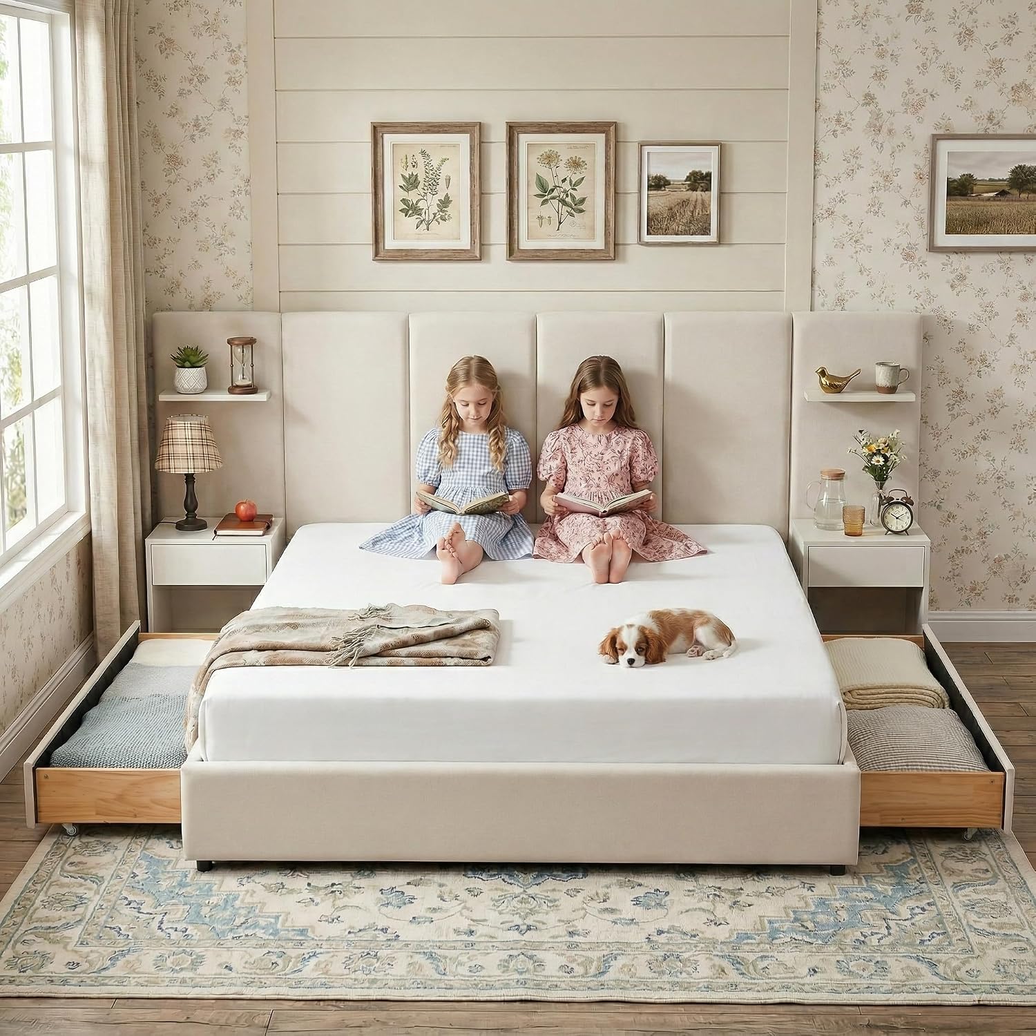 Cadre de lit king size avec ra - King Size Bed Frame With Storage Drawers avis et prix