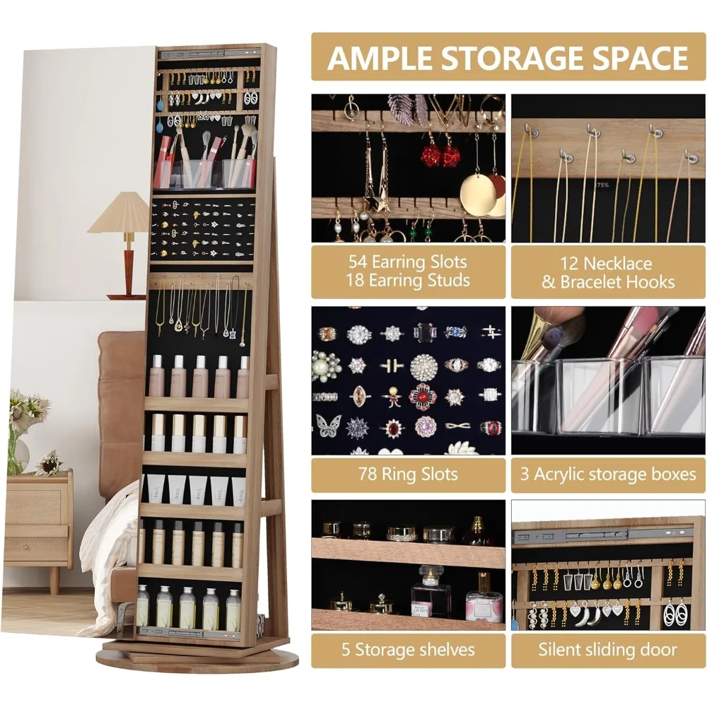 Grand organisateur d'armoire à - Full Length Mirror Jewelry Armoire avis et prix