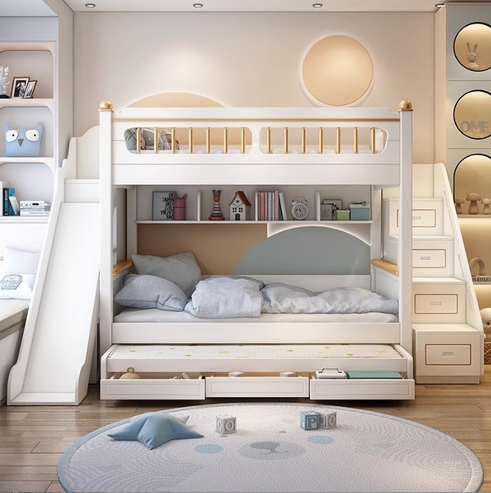 Lit superposé pour enfant en b - Bunk Bed With Stairs And Slide avis et prix
