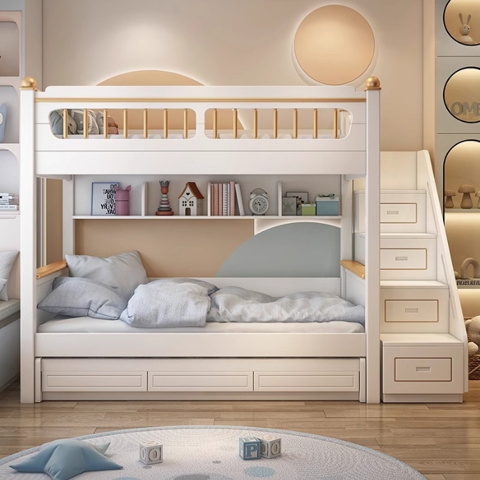 Lit superposé pour enfant en b - Bunk Bed With Stairs And Slide avis et prix