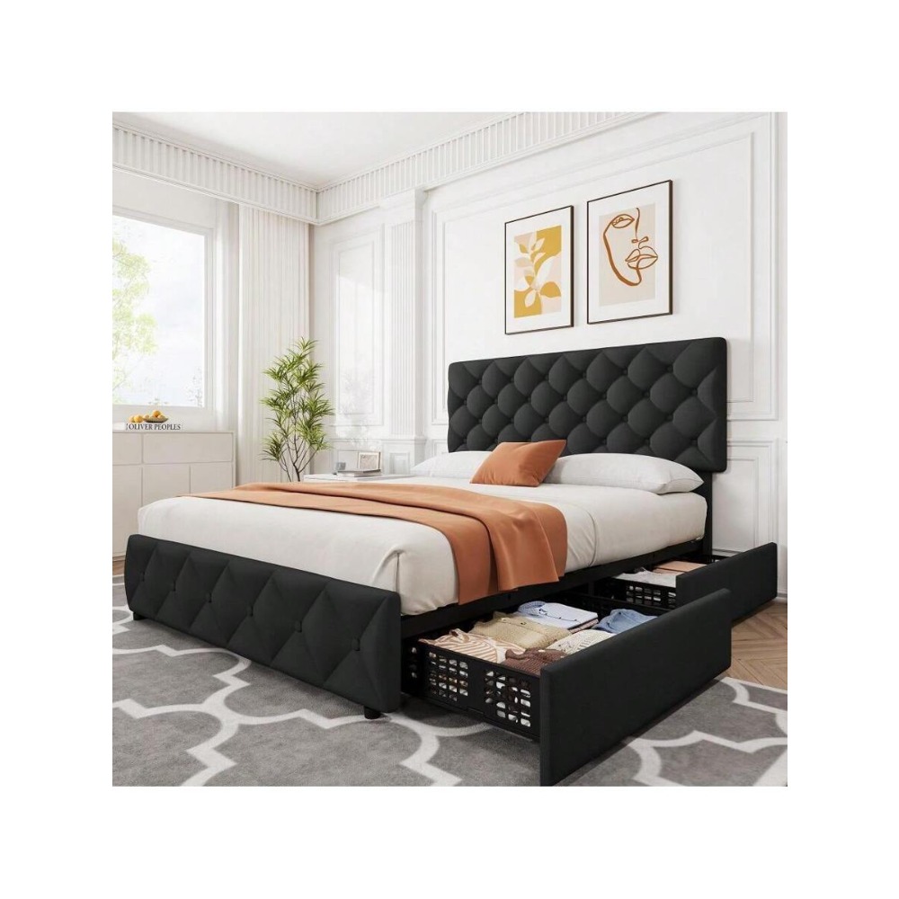Cadre de lit Queen/King Size a - King Size Bed Frame With Storage Drawers avis et prix
