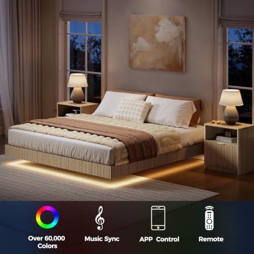 Ensemble de chambre à coucher, - Floating Nightstand With Led Light avis et prix