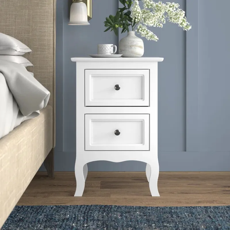 Table de chevet rétro en bois  - Solid Wood Nightstand 2 Drawers avis et prix