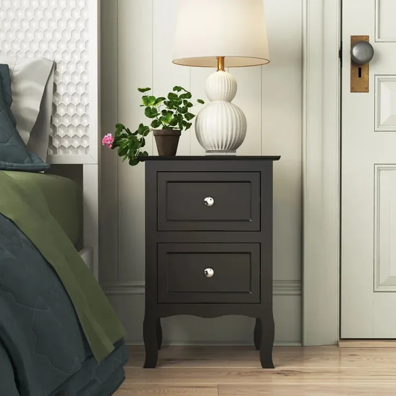 Table de chevet rétro en bois  - Solid Wood Nightstand 2 Drawers avis et prix