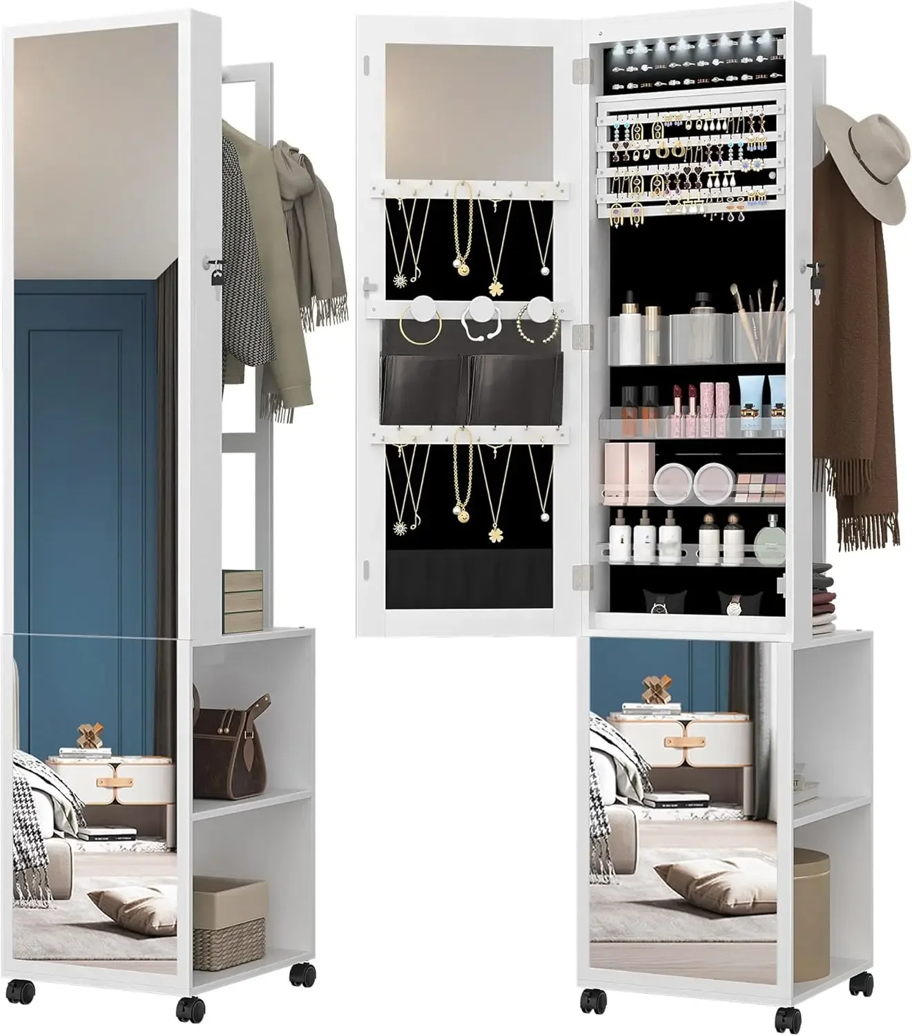 Armoire à bijoux à 8 LED, orga - Full Length Mirror Jewelry Armoire avis et prix
