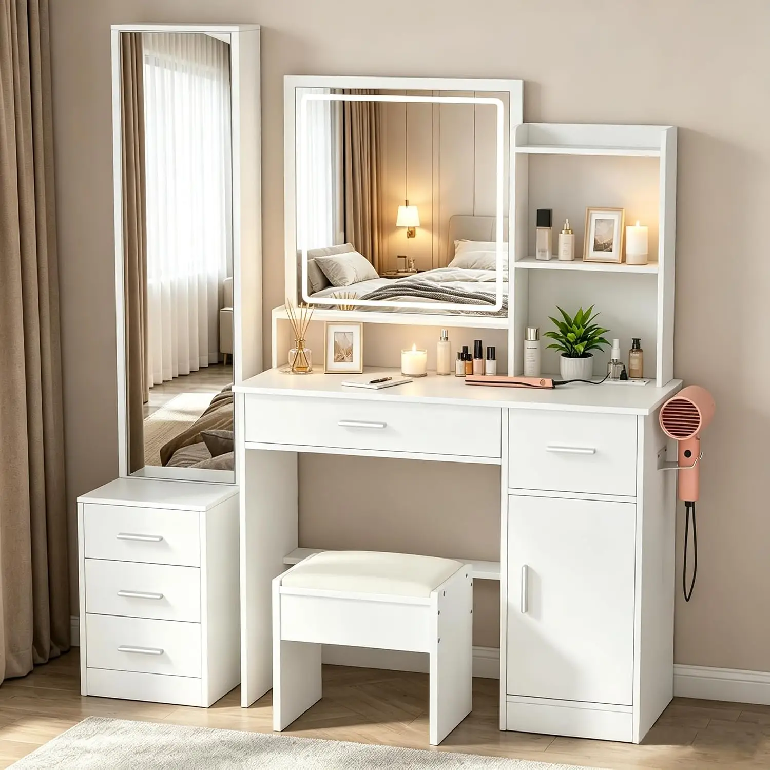 INTERGREAT Coiffeuse de Maquil - Dressing Table Vanity With Lighted Mirror avis et prix