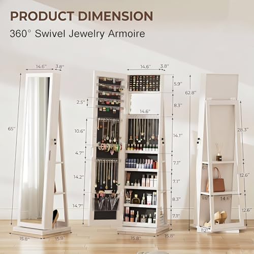 360 °   Armoire à bijoux pivot - Full Length Mirror Jewelry Armoire avis et prix