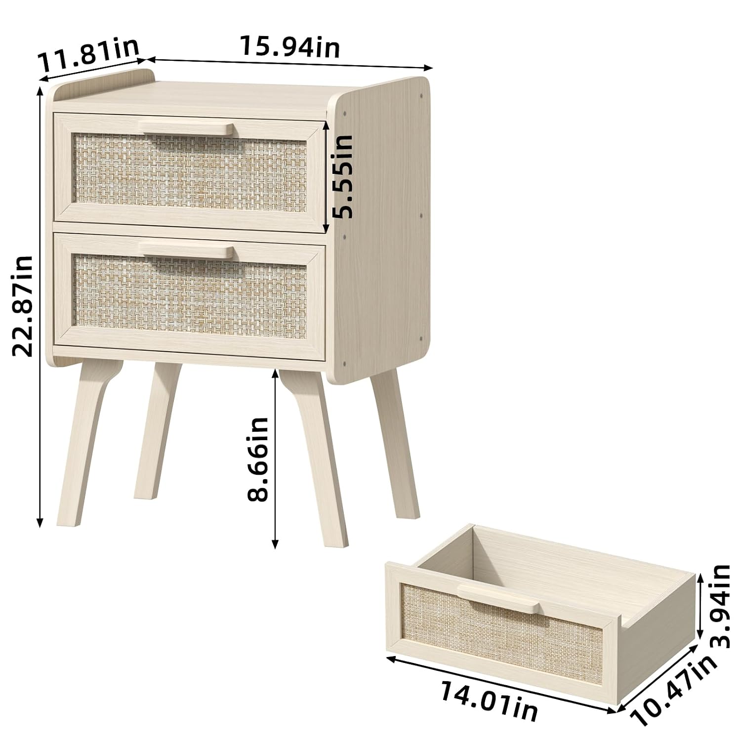 Ensemble de 2 tables de chevet - Solid Wood Nightstand 2 Drawers avis et prix