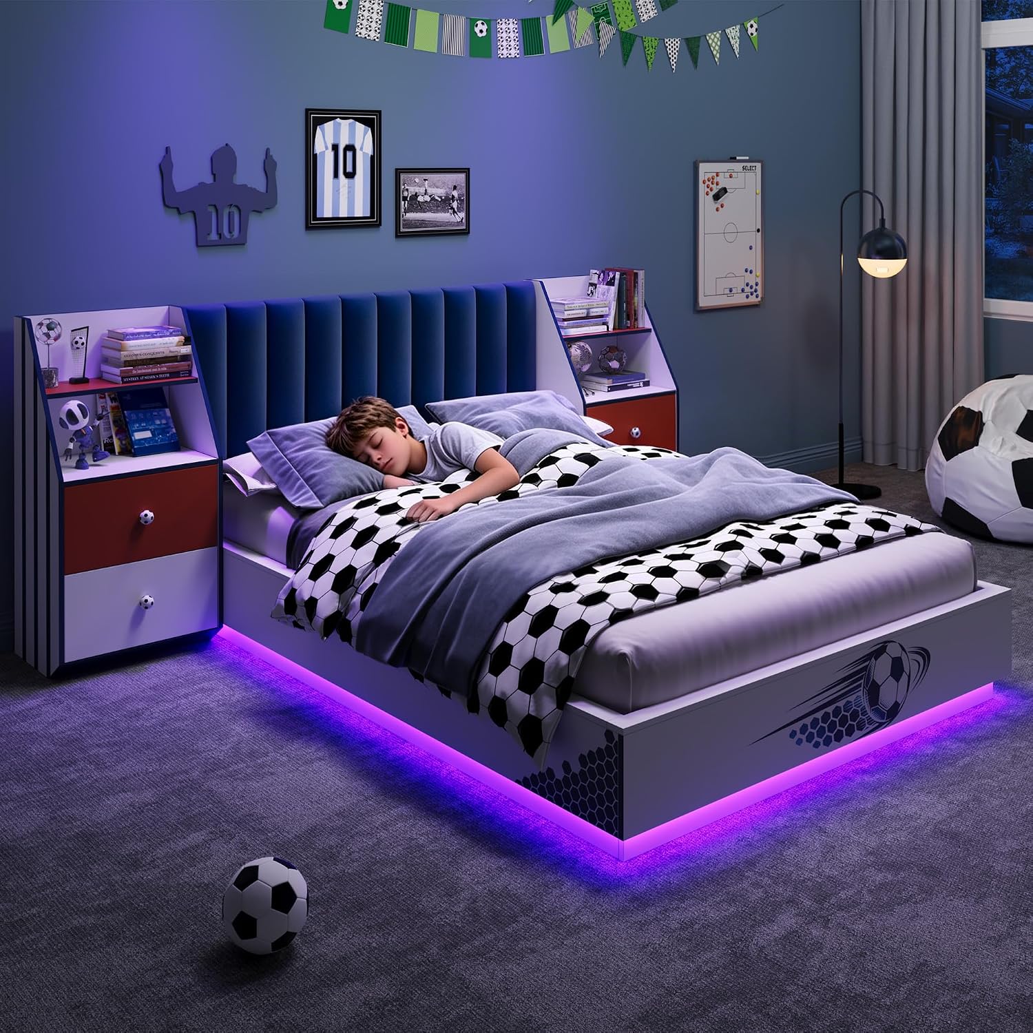 Lit flottant grand format avec - Floating Nightstand With Led Light avis et prix