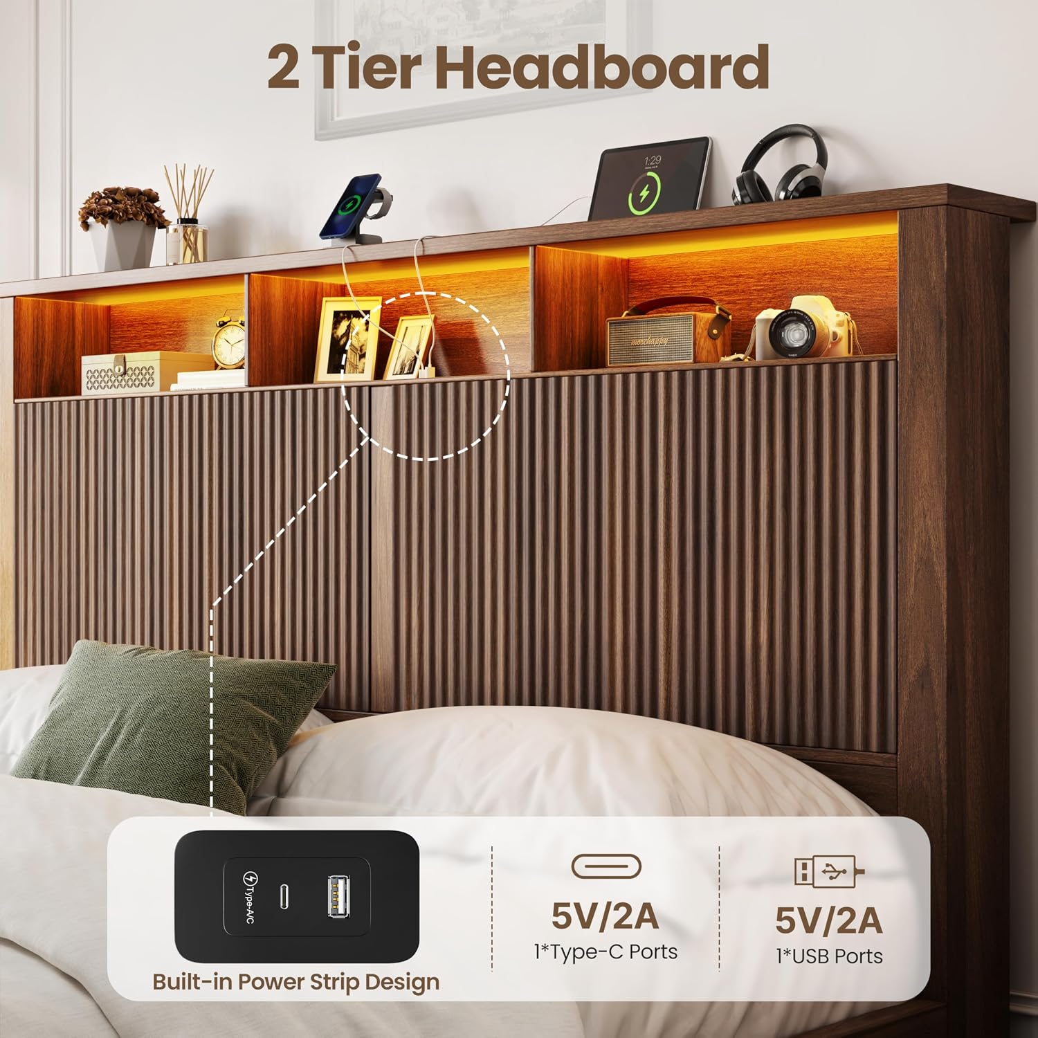 Cadre de lit King Size et tête - King Size Bed Frame With Storage Drawers avis et prix