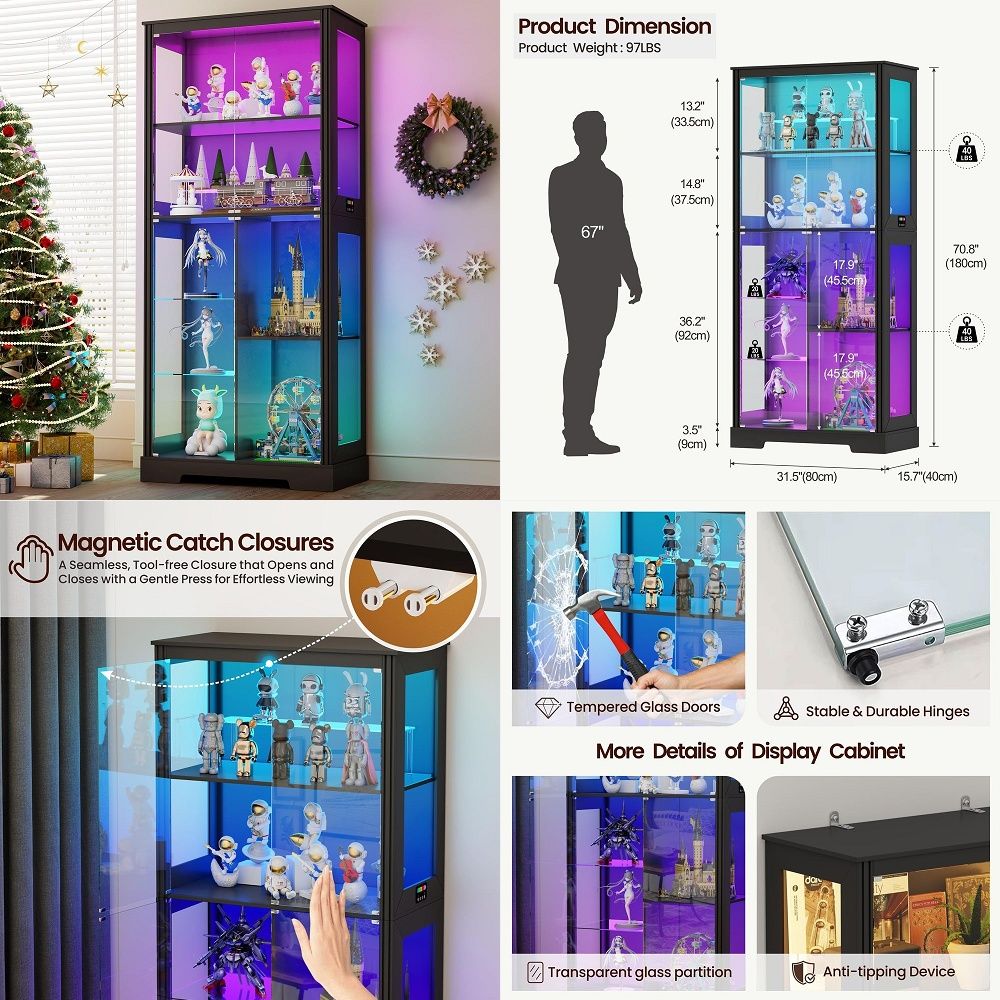 Vitrine d'angle éclairée en bo - Storage avis et prix