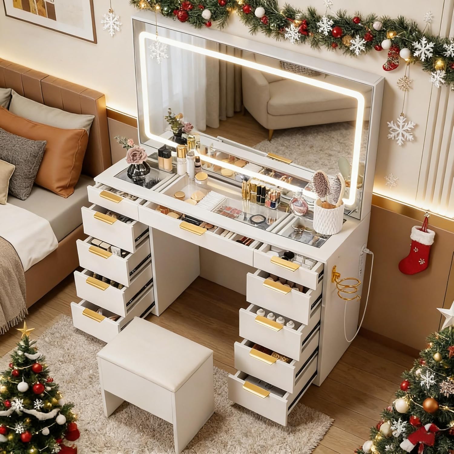Coiffeuse en verre avec miroir - Dressing Table Vanity With Lighted Mirror avis et prix