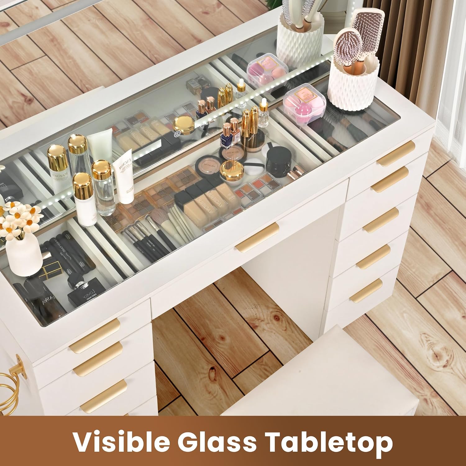 Coiffeuse en verre avec miroir - Dressing Table Vanity With Lighted Mirror avis et prix
