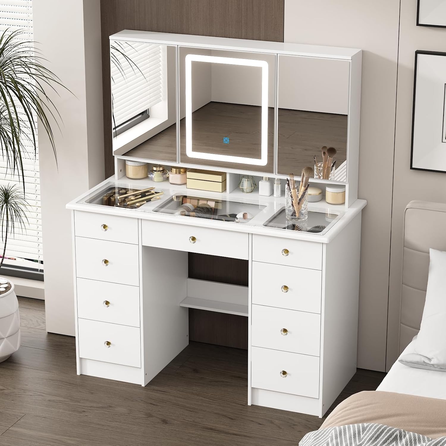 Coiffeuse avec miroir et éclai - Dressing Table Vanity With Lighted Mirror avis et prix