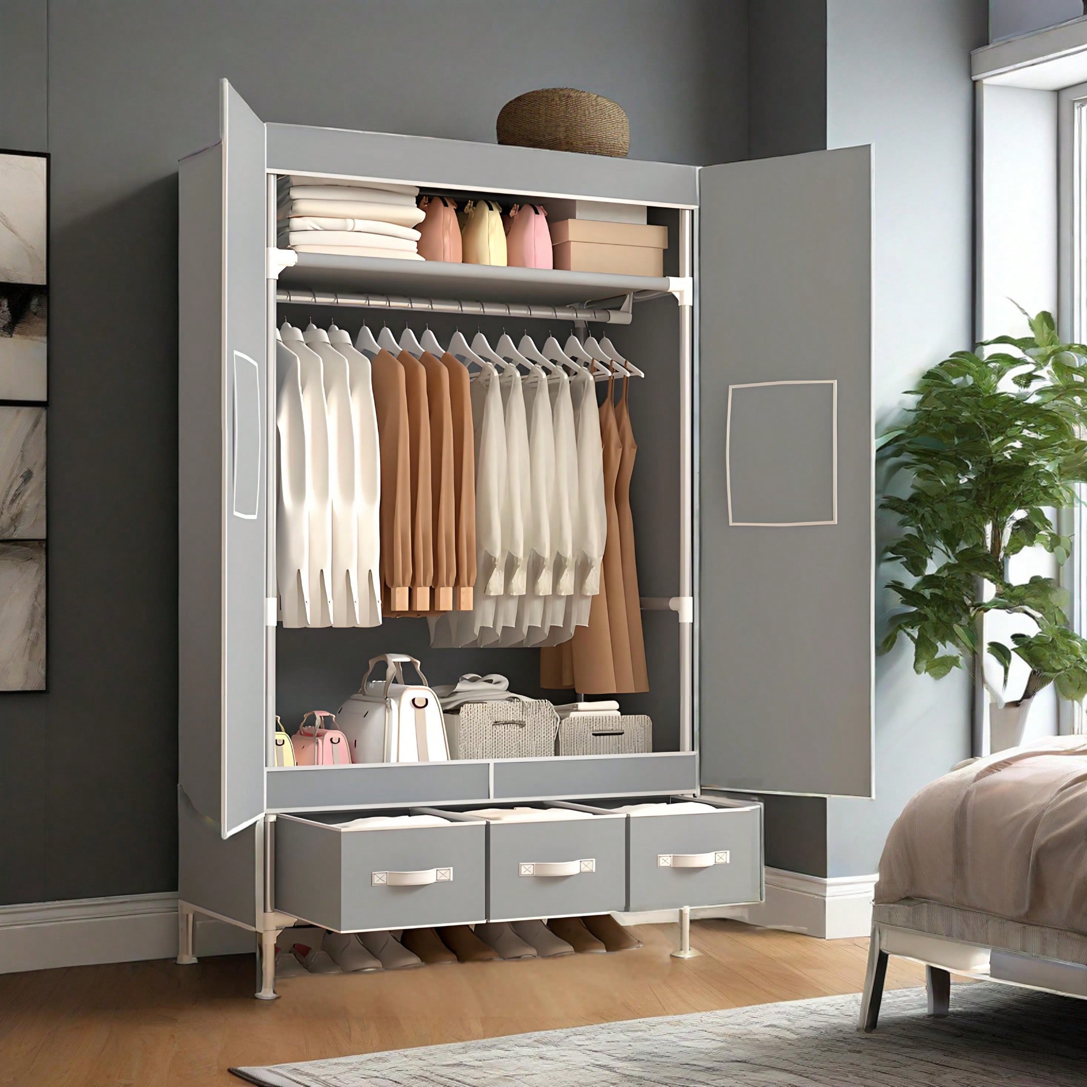 Armoire portable, organisateur - Wardrobe Closet Portable Fabric Cover avis et prix