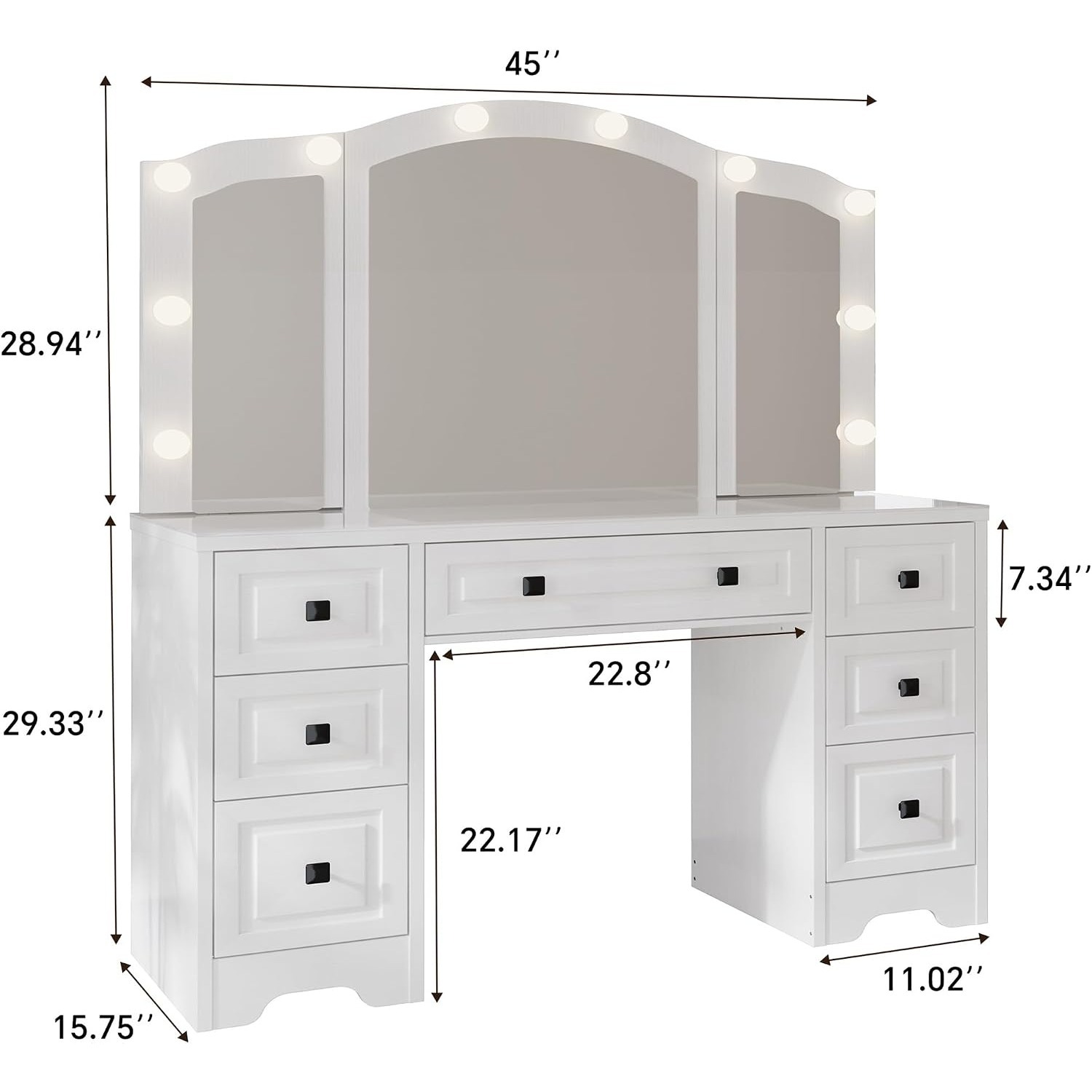 Bureau de maquillage éclairé,  - Dressing Table Vanity With Lighted Mirror avis et prix
