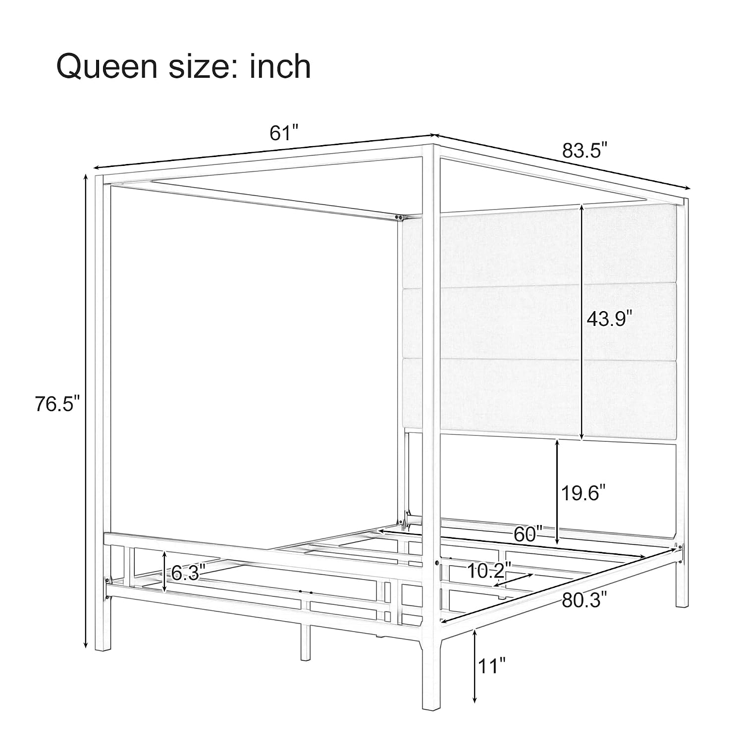 Cadre de lit à baldaquin Queen - Canopy Bed Frame Metal Queen avis et prix