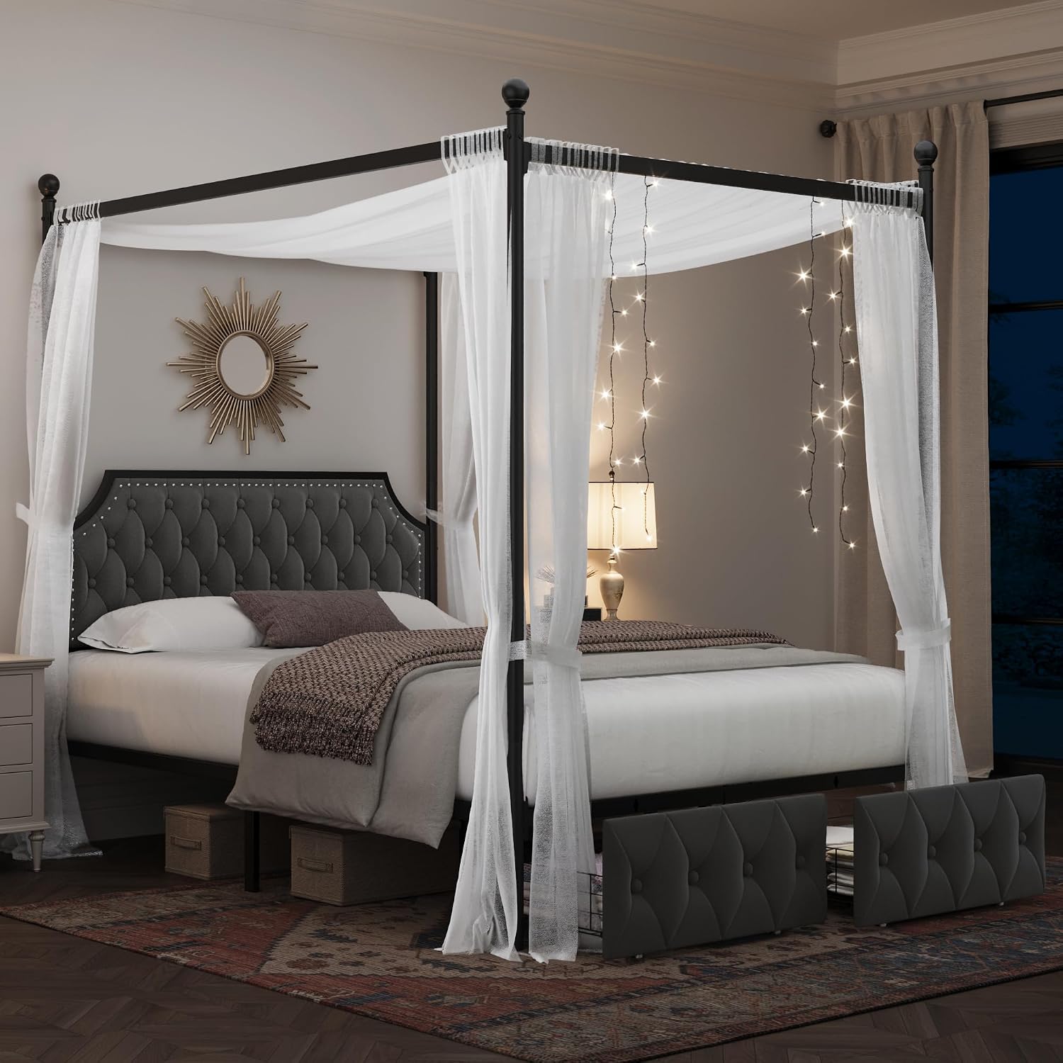 Cadre de lit à baldaquin Queen - Canopy Bed Frame Metal Queen avis et prix