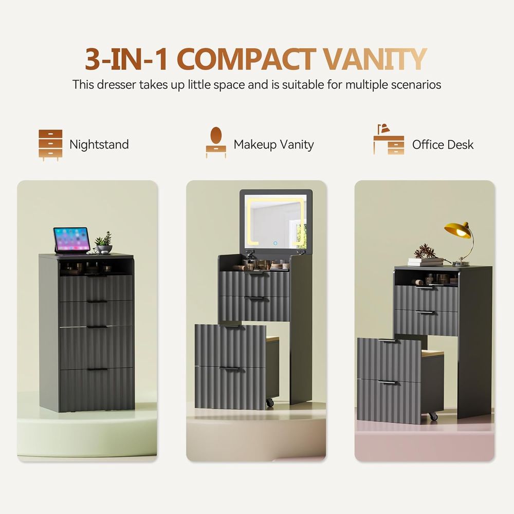 Bureau de toilette gris 3-en-1 - Bedroom Furniture avis et prix