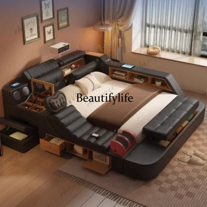 Lit double king size A182 noir - King Size Bed Frame With Storage Drawers avis et prix