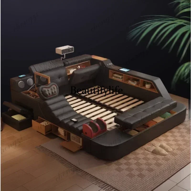 Lit double king size A182 noir - King Size Bed Frame With Storage Drawers avis et prix