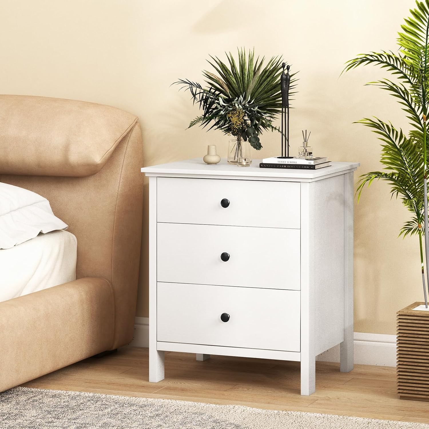 Table de chevet avec 3 tiroirs - Solid Wood Nightstand 2 Drawers avis et prix