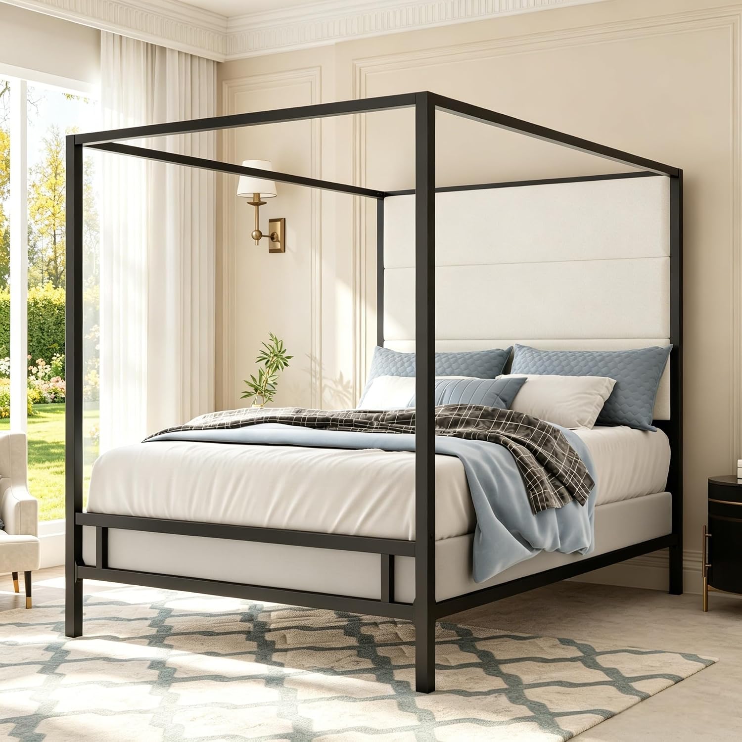 Lit à baldaquin Queen, cadre d - Canopy Bed Frame Metal Queen avis et prix