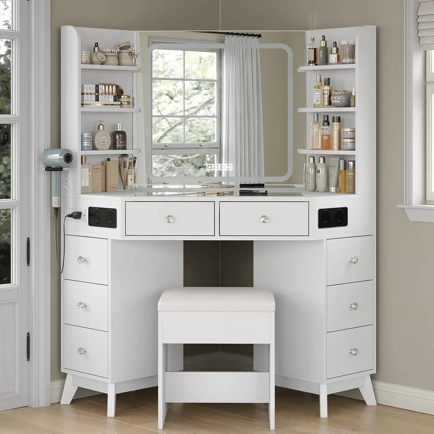 Coiffeuse d'angle avec haut-pa - Dressing Table Vanity With Lighted Mirror avis et prix