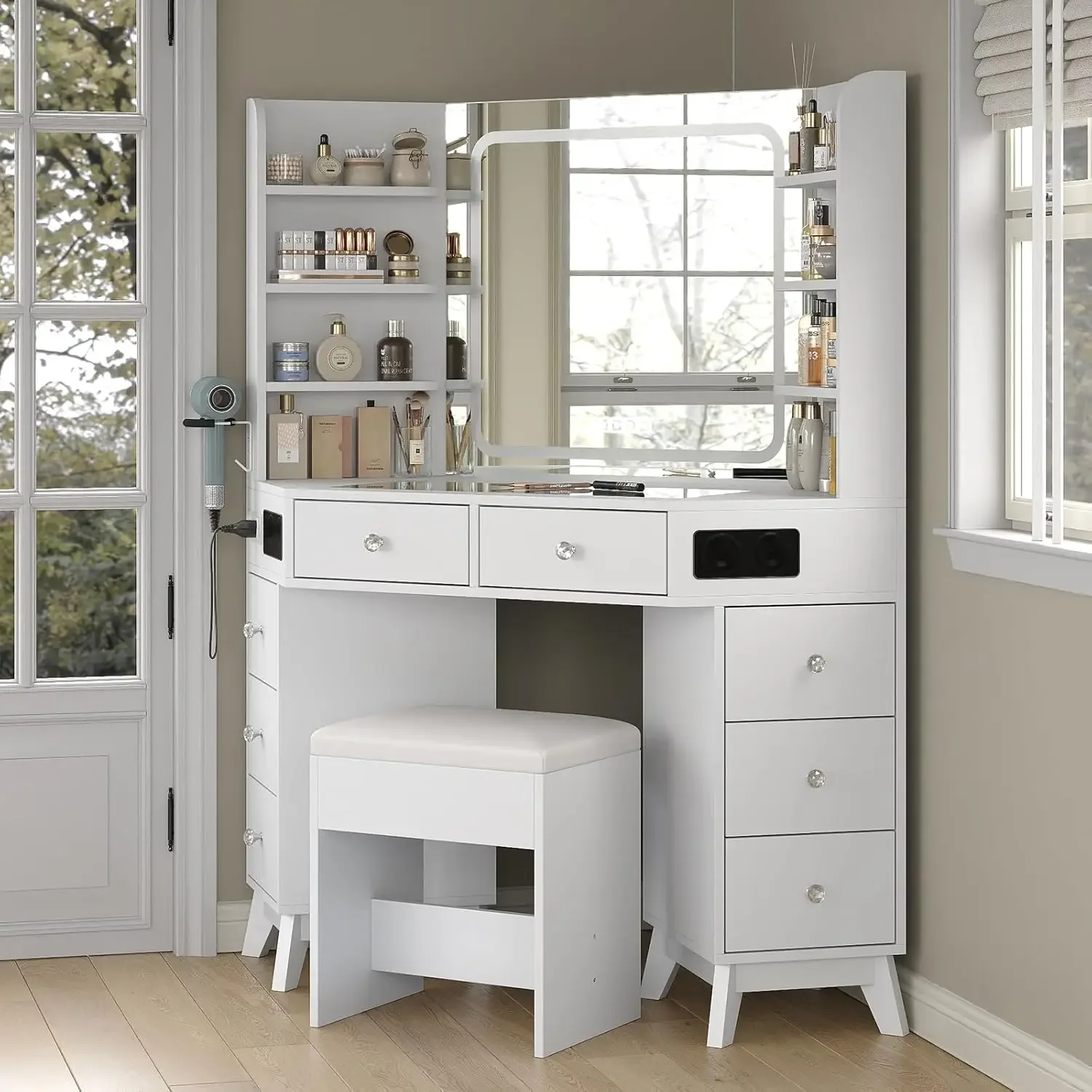 Coiffeuse d'angle avec haut-pa - Dressing Table Vanity With Lighted Mirror avis et prix