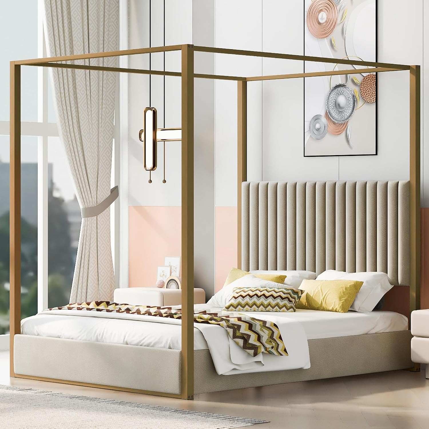 Lit plateforme moderne avec ba - Canopy Bed Frame Metal Queen avis et prix
