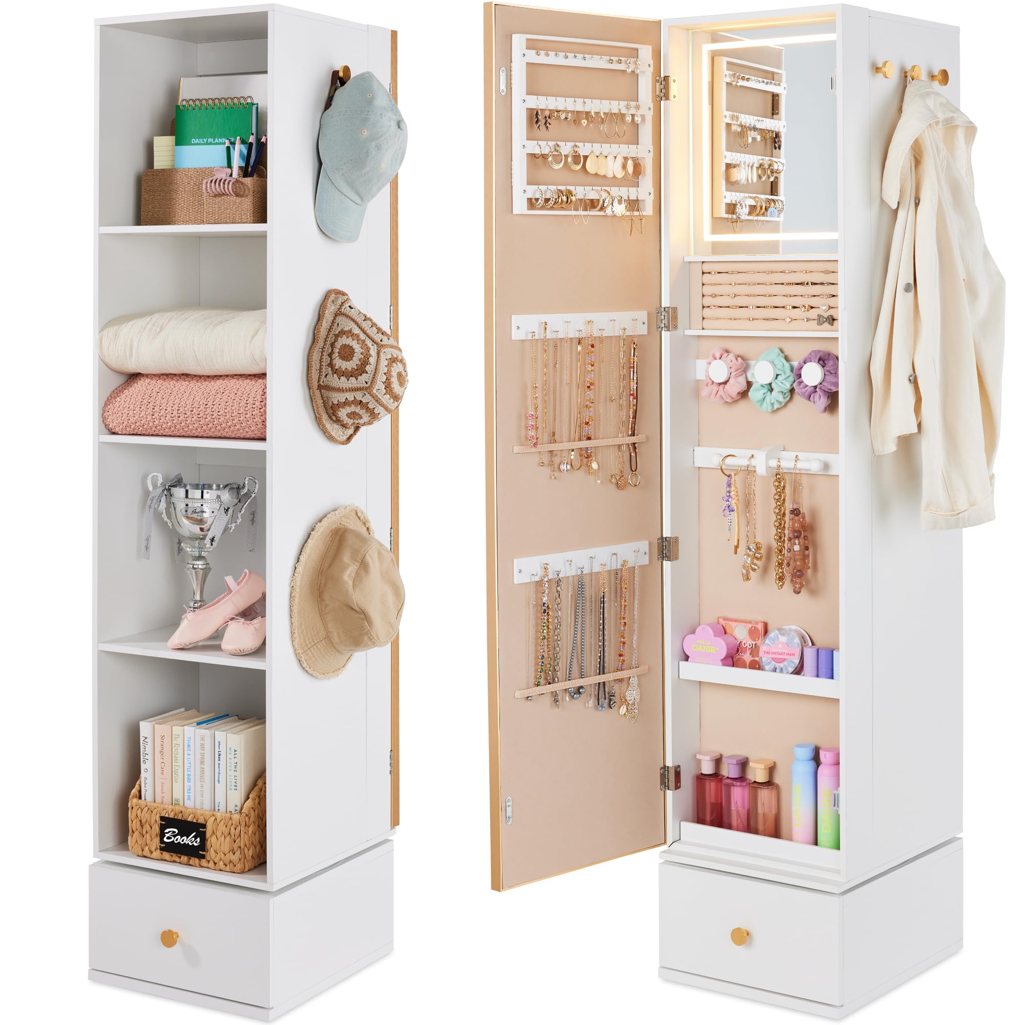 Miroir rotatif avec armoire de - Full Length Mirror Jewelry Armoire avis et prix