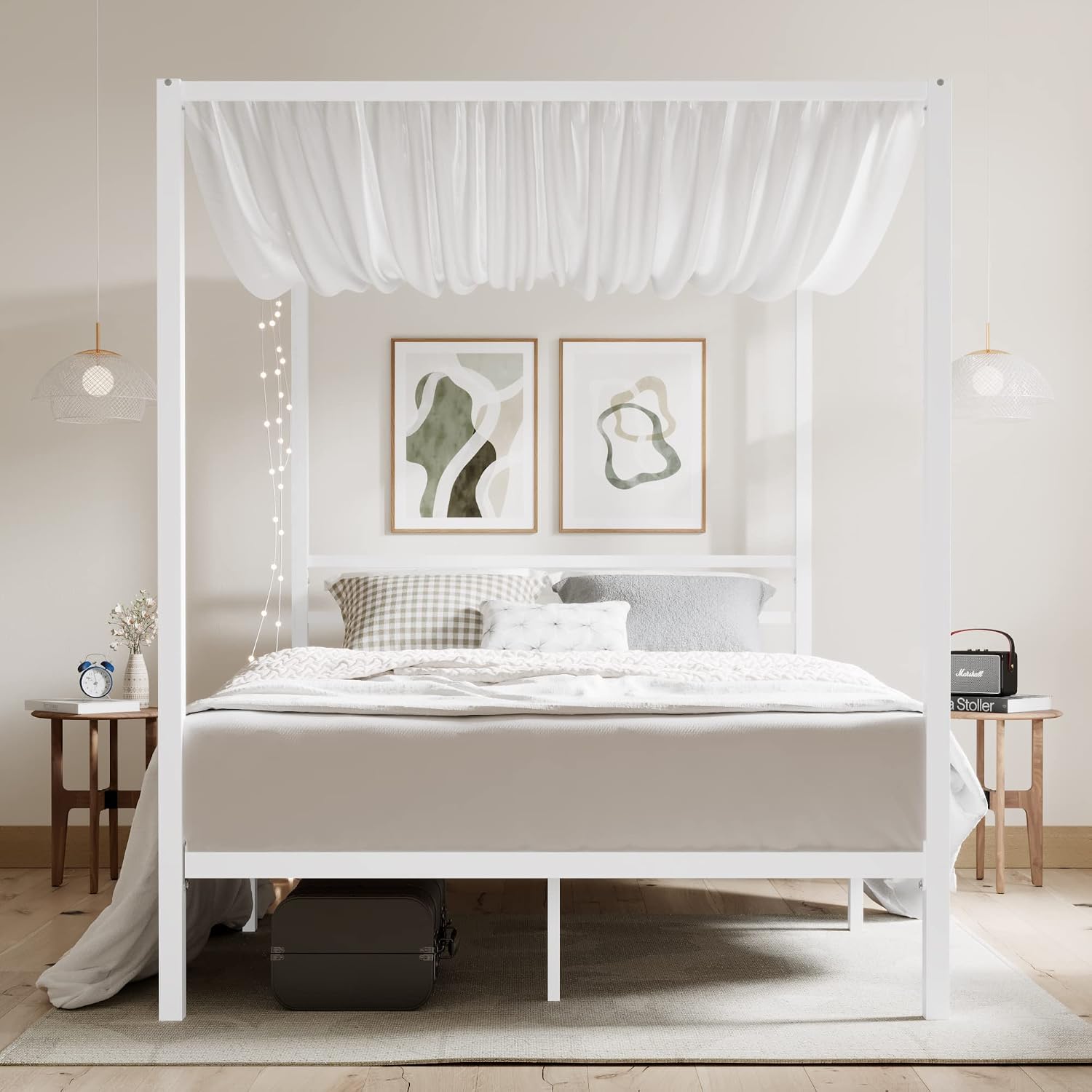 Cadre de lit à baldaquin en mé - Canopy Bed Frame Metal Queen avis et prix